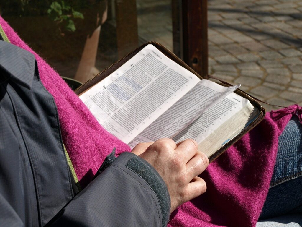 Person reading a bible